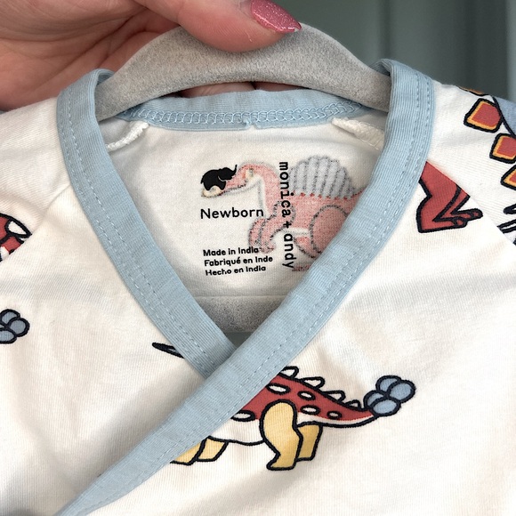 🦕Monica + Andy Organic Cotton Dinosaur Print Kimono Romper - Picture 3 of 3